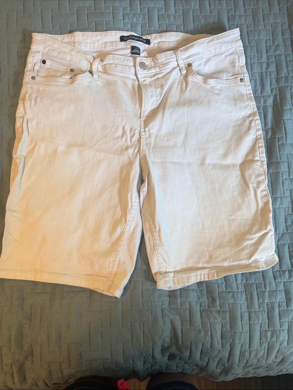 Calvin Klein Women's Cream Denim Bermuda Shorts